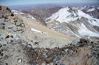 01 The Descent From Colera Camp 3 To Plaza de Mulas Starts With A Steep Section Protected By A Metal Railing